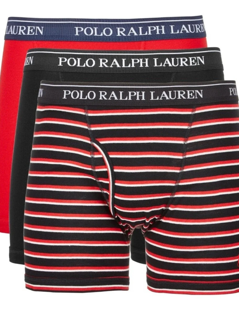 Polo Ralph Lauren Men's Boxer Shorts 3-Pack Red/Black Striped Cotton Briefs